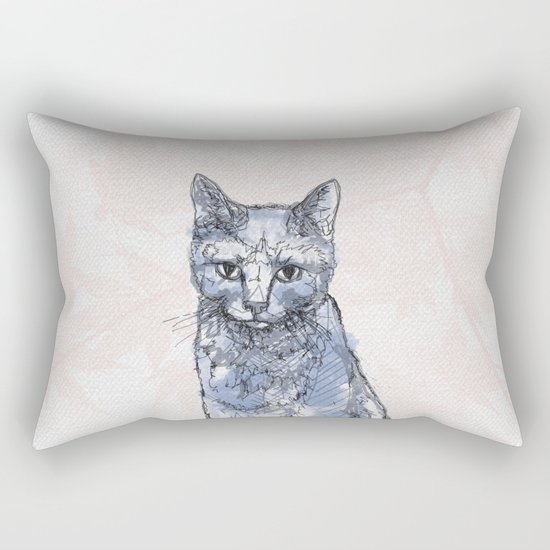 Blue Cat Rectangular Pillow