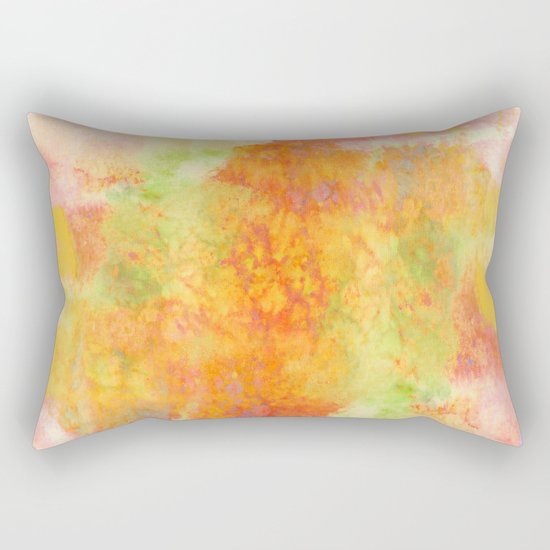 PASTEL IMAGININGS 3 Colorful Pretty Spring Summer Orange Yellow Peach Abstract Watercolor Painting Rectangular Pillow