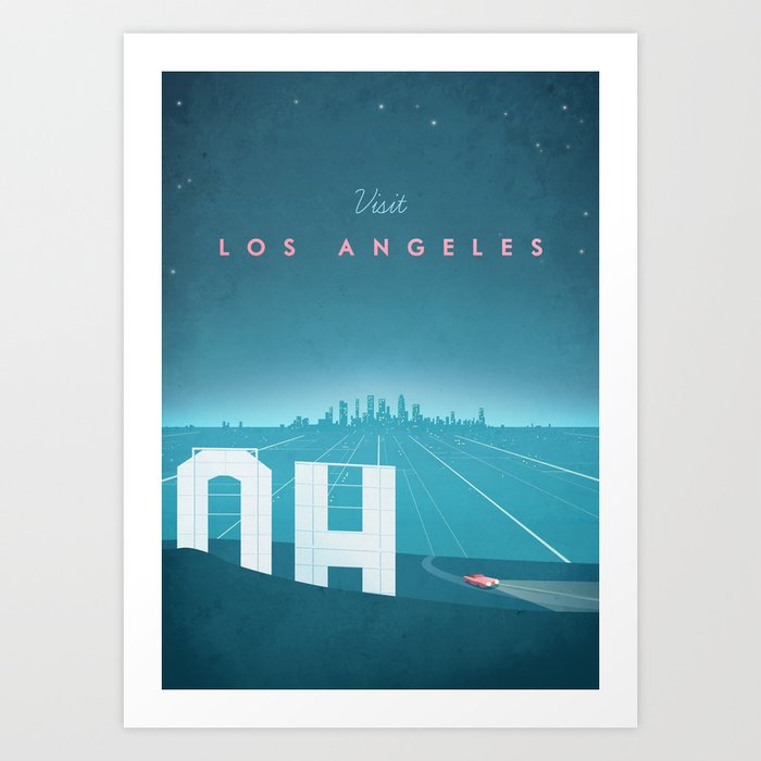 Vintage Los Angeles Travel Poster Art Print By Wetcake - 