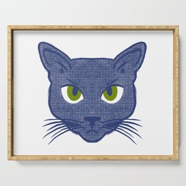 Retro Modern Periwinkle Cat White Serving Tray