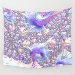 Groovy Colorful Boho Pastel Spiral Digital Abstract Fractal Art Wall Tapestry