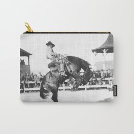 Cowboy On Bucking Bronco At Rodeo - Circa 1910 Carry-All Pouch
