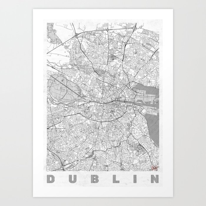 Dublin Map Line Art Print