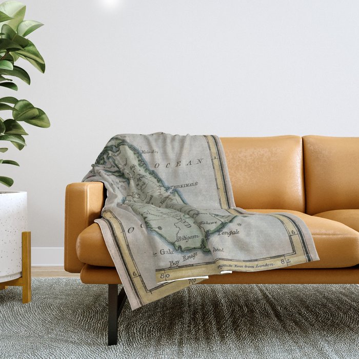 Vintage Map of Sri Lanka (1801) Throw Blanket by BravuraMedia Society6