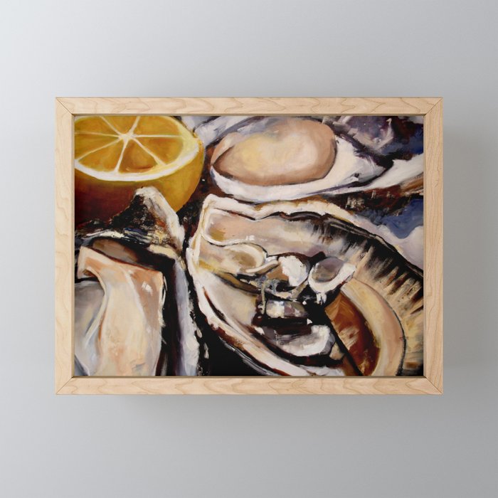 Oysters & Lemon Framed Mini Art Print