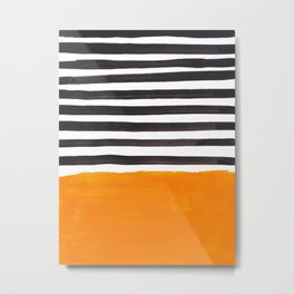 Mongo Stripes Minimalist Rothko Inspired Golorfield Black Jail Stripes Mid Century Modern Minimalist Metal Print