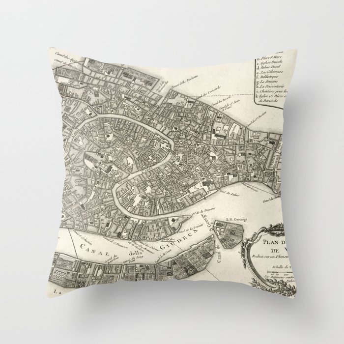 Map of Venice - 1764 vintage pictorial map Throw Pillow