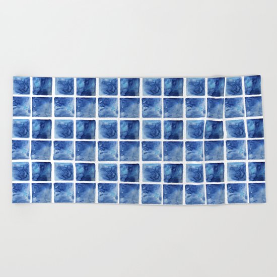 Watercolor mosaic Beach Towel