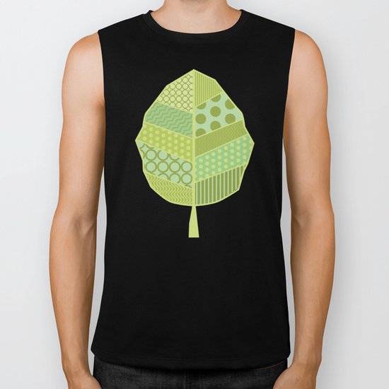 The Unique One (Green Patterned Leaf Patchwork) Biker Tank