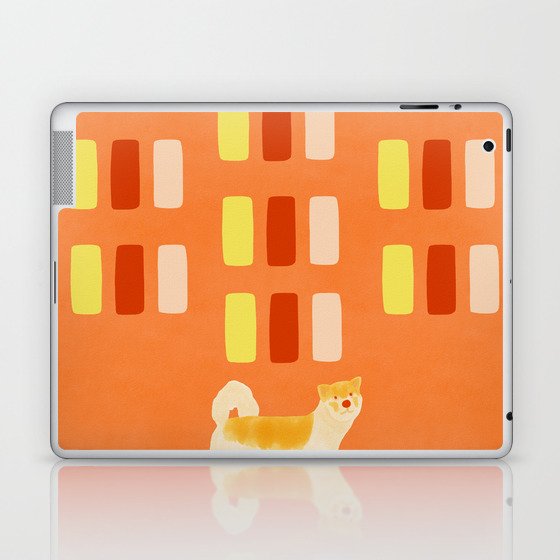 Dog and Dashes - Light Orange and Orange Laptop & iPad Skin