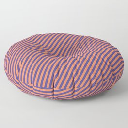 [ Thumbnail: Coral & Dark Slate Blue Colored Striped/Lined Pattern Floor Pillow ]