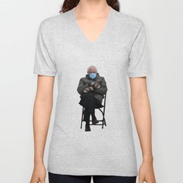 Bernie Sanders Mittens Chair Meme Vector Art V Neck T Shirt