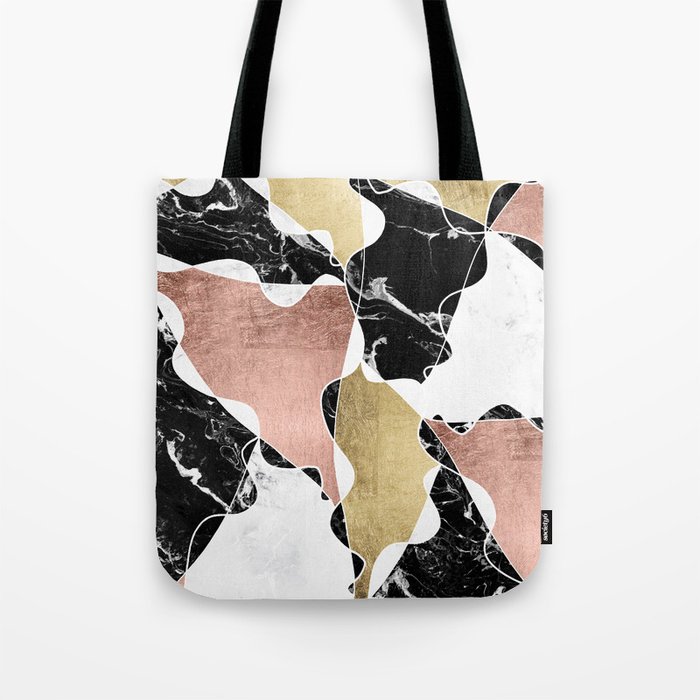 black and rose gold tote bag