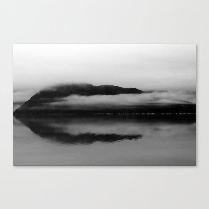 Black and White Alaska Photography, Enchanted Isle Canvas Print