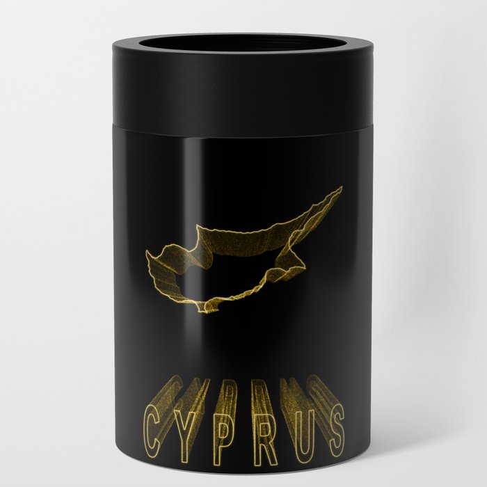 Map of Cyprus, Gold Map On Black Background Can Cooler by Allexxandarx