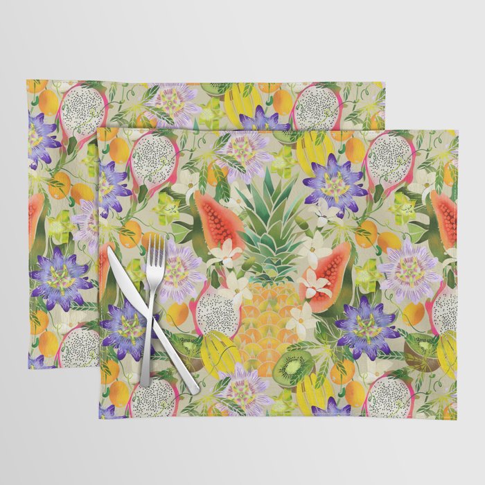 Tropical Trip Fruits and Flowers - Sand Placemat