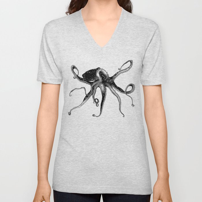 Cosmic Octopus V Neck T Shirt