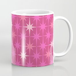 Hot Pink Stars Mid Century Modern Atomic Age Starburst Pattern Mug