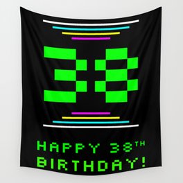 [ Thumbnail: 38th Birthday - Nerdy Geeky Pixelated 8-Bit Computing Graphics Inspired Look Wall Tapestry ]