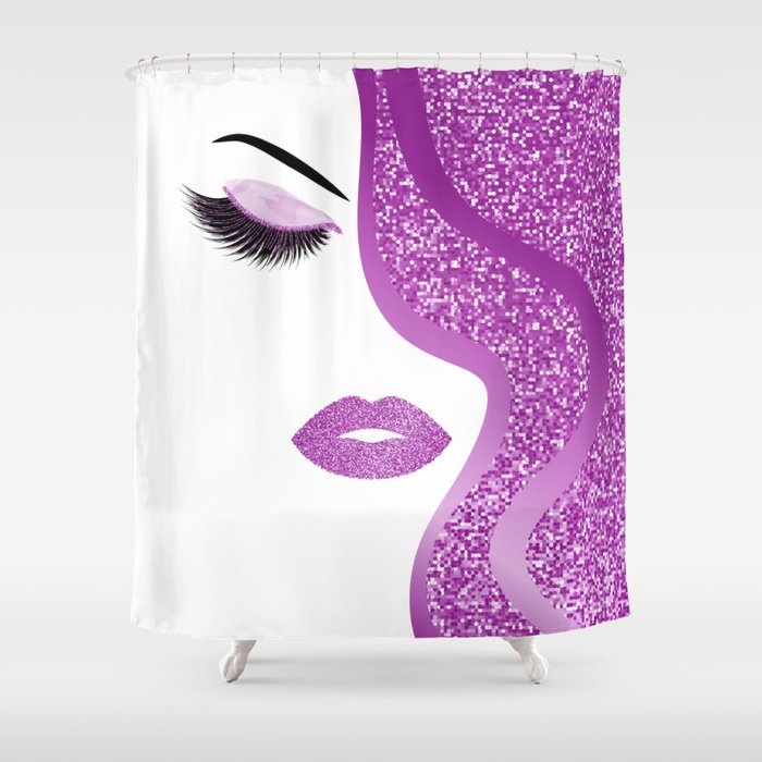 Purple glitter woman Shower Curtain