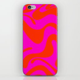 Lava Lamp - 70s Colorful Abstract Minimal Modern Wavy Art Design Pattern in Pink and Red iPhone Skin