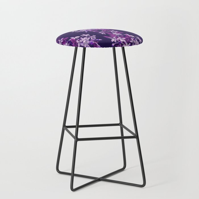 Bands of Pink and Purple Blooms Pattern Bar Stool