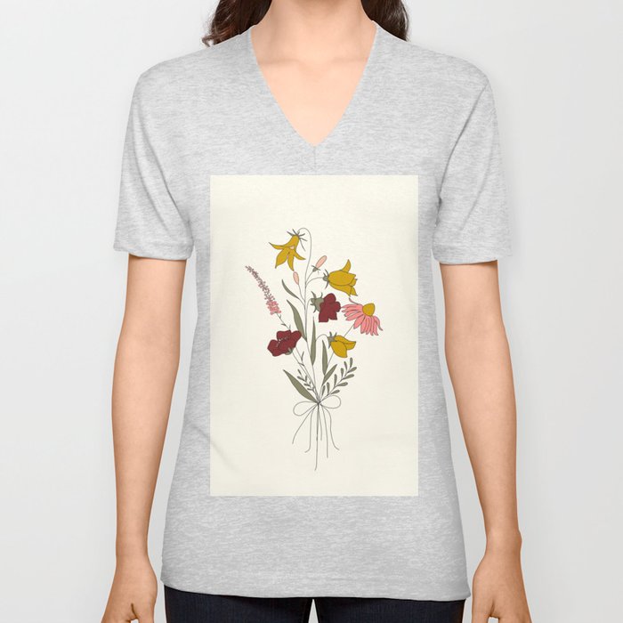 Wildflowers Bouquet V Neck T Shirt