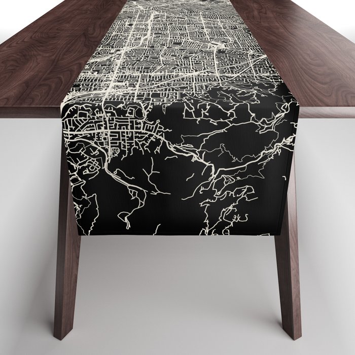 San Jose USA - Black and White City Map Table Runner