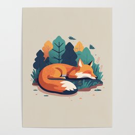Cute Lazy Fox Poster