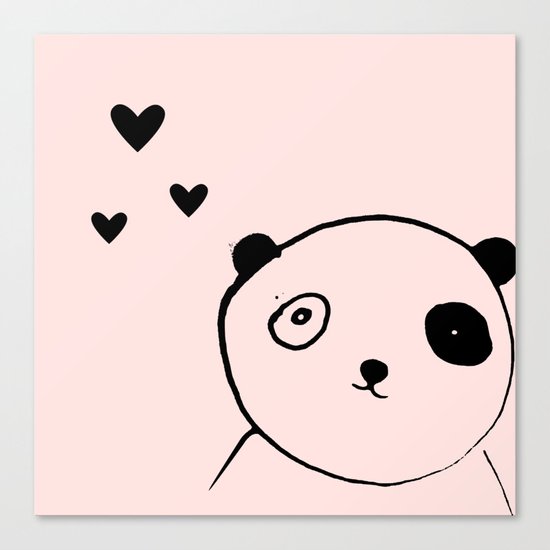 Panda in love pink Canvas Print