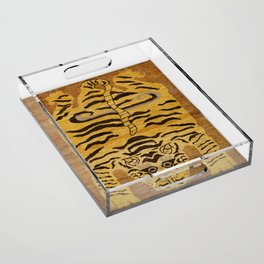Tiger Rug I 19th Century Authentic Colorful Wild Animal Zoo Vintage Patterns Acrylic Tray