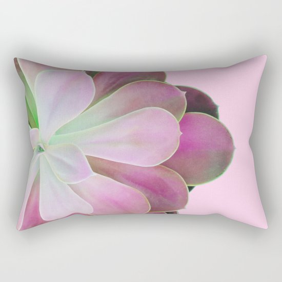 Acid Green and Pink Echeveria Rectangular Pillow