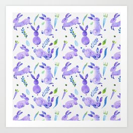 Easter Bunnies - Very peri Art Print