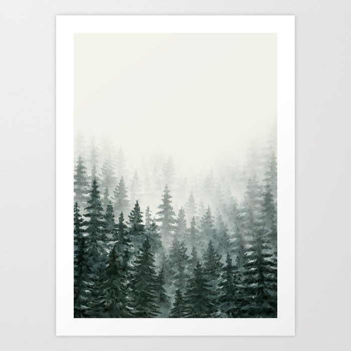 Foggy Pine Trees 3 Art Print