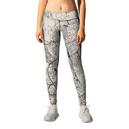 Toulouse, France - Artistic Map - Black and White Leggings