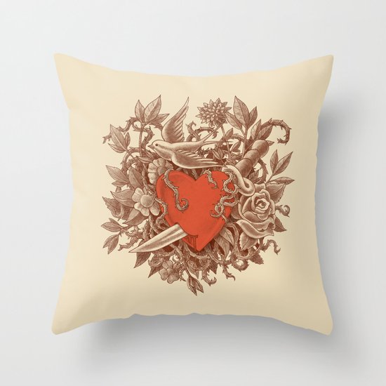 Heart of Thorns Throw Pillow
