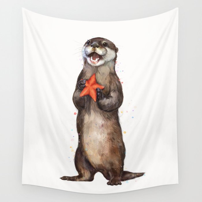 Otterly Delighted Otter Wall Tapestry