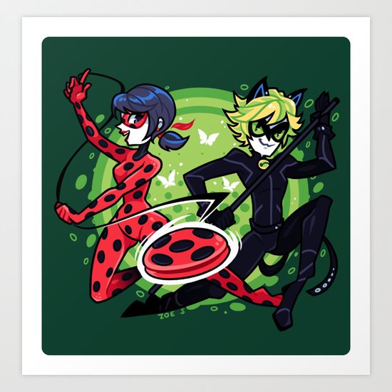 Miraculous Ladybug And Cat Noir Art Print By Zoestanleyarts Society6