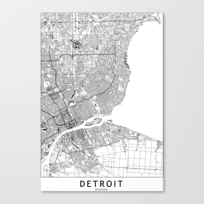 Detroit White Map Canvas Print By Multiplicity Society6