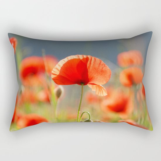 Red Poppies Flowers Rectangular Pillow