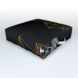 Geometric Fox, Black version Outdoor Floor Cushion