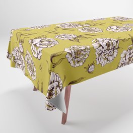 Yellow Vintage Garden Flower Power Floral Pattern Tablecloth