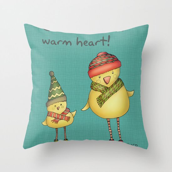 Two Chicks - teal Throw Pillow