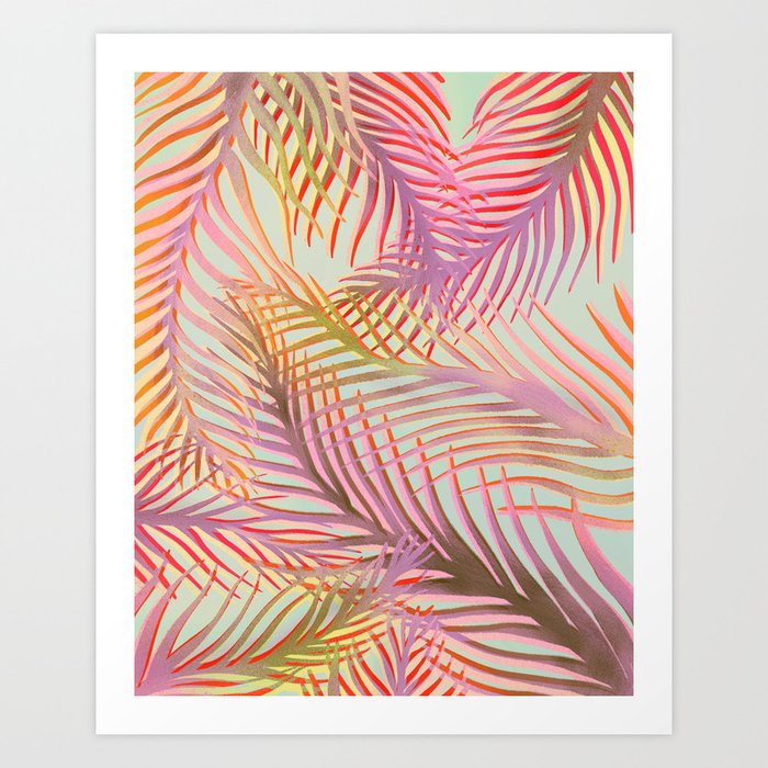 Tropical Palms Pattern - Pink, Purple, Orange Art Print