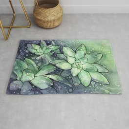Crystal Succulents in Watercolor Area & Throw Rug