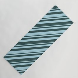 [ Thumbnail: Dark Slate Gray & Light Blue Colored Lines Pattern Yoga Mat ]