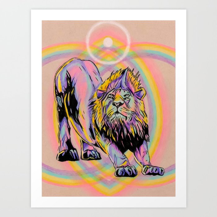 Look At This Rainbow Lion Art Print By Familiarmurders Society6 This is a print of pepe's painting. society6