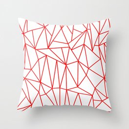 Geometric Cobweb (Red & White Pattern) Throw Pillow