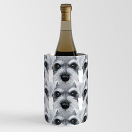 Schnauzer pattern-Grey Dog illustration original painting print Wine Chiller
