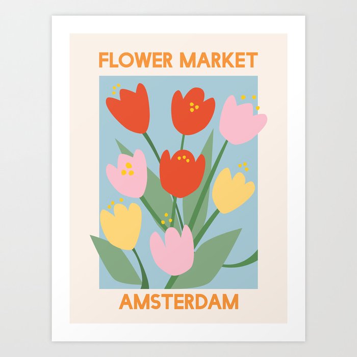 Flower Market Amsterdam Tulips Art Print
